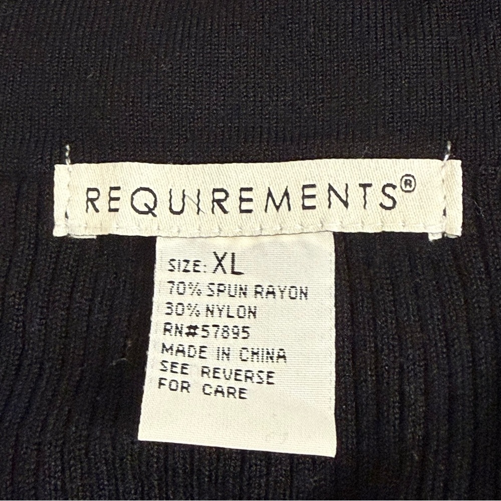 Requirements Black Ribbed Chain Cutout Top XL Long Sleeve - Picture 6 of 8